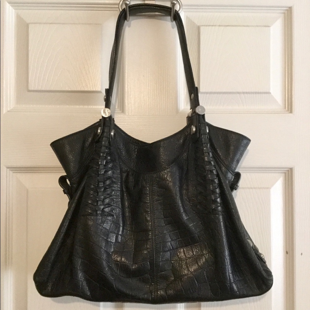 B. Makowsky Black Leather Handbag